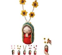 BEAZOOM Ciondolo a forma di auto con la Vergine Maria in resina multicolore, realizzato a mano, statua religiosa per cruscotto, benedizione spirituale, 8 cm, elegante decorazione per interni