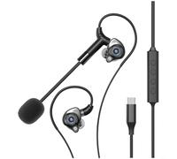 BEAZOOM Cuffie intrauricolari cablate per live streaming, 10 mm per driver dinamico, microfono staccabile, cuffie multi-mode per karaoke (nero)