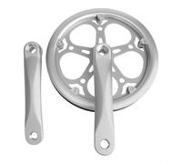 BEAZOOM Guarnitura pieghevole in lega di alluminio per bicicletta, 52 denti, corona in acciaio da 170 mm, con foro quadrato, pedivella con disco di protezione, per pendolari o turismo (argento)