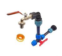 BEAZOOM IBC - Rubinetto in ottone a collo d'oca con doppia uscita, rubinetto per acqua piovana in lega di zinco da 1000 litri, connettore per tubo da giardino con spazio di 45 cm