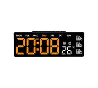 BEAZOOM Orologio da parete digitale con ampio display a LED, sveglia, settimana, temperatura e ora legale, 3 livelli di luminosità, formato 12 24h, telecomando (D)