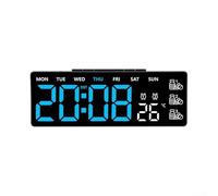 BEAZOOM Orologio da parete digitale con ampio display a LED, sveglia, settimana, temperatura e ora legale, 3 livelli di luminosità, formato 12 24h, telecomando (A)