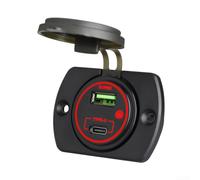 BEAZOOM Presa di ricarica da auto touch control da 66 W, doppia USB-C PD per porte qc3.0, montaggio a pannello impermeabile con anello LED colorato, ricarica rapida 12 V 24 V per auto marine camper