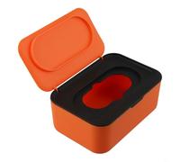 BEAZOOM Scatola dispenser per salviette umidificate per bambini, in polipropilene, con coperchio, guarnizione in gomma, mantiene le salviette umide igieniche per molteplici usi (nero e arancione)