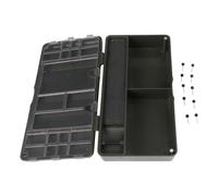 BEAZOOM Scatola per attrezzatura da pesca, contenitore per attrezzatura da carpa, scomparto profondo con 10 perni e ganci, sistema a scatola in PVC nero, 24 x 12,5 x 5,3 cm