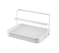 BEAZOOM Scolapiatti a 2 ripiani per tazze e tazze con vassoio inclinato, vassoio di scarico rimovibile, organizer da cucina in acciaio al carbonio, oro (bianco)