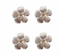 BEAZOOM Set di 4 portatovaglioli a forma di fiore, in lega di metallo, decorazione da tavolo per matrimoni, feste, hotel, cene, diametro 4,3 cm