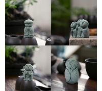 BEAZOOM Set di statue di Buddha zen See No Evil Speak Hear Green arenaria monaco statuetta per casa giardino pesce per decorazione serbatoio dimensioni per A