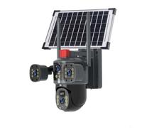 BEAZOOM Telecamera di sicurezza solare wireless per esterni, 8 MP, per copertura a 360° per doppio obiettivo, grado di protezione IP66, 2,4 G WiFi PIR residenziale commerciale (nero)