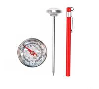 BEAZOOM Termometro alimentare in acciaio inox per cucinare, barbecue, latte e caffè, sonda in acciaio inox 304, da -10 °C a 100 °C, senza batteria, rosso
