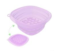 BEAZOOM Vasca da bagno in silicone pieghevole per il viso con griglia per il ghiaccio integrata, bacino pieghevole per terapia di raffreddamento profondo e sollievo dallo stress (viola)