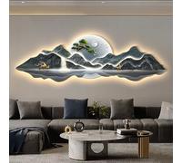 BEBANE Arte murale paesaggistica 3D con Illuminazione, Decorazione murale 3D con Alimentazione a Spina, Scultura murale paesaggistica Creativa con LED Luminosi(N,100cm/39.4in)