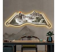 BEBANE Arte murale paesaggistica 3D con Illuminazione, Decorazione murale 3D con Alimentazione a Spina, Scultura murale paesaggistica Creativa con LED Luminosi(O,120cm/47.2in)