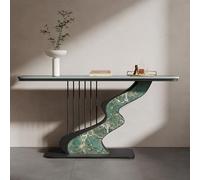 BEBANE Console moderna stretta in pietra sinterizzata/tavolino laterale per divano, con struttura in metallo stabile, adatta a soggiorno, ingresso, corridoio e atrio(J,100cm/39.4in)