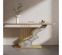 BEBANE Console moderna stretta in pietra sinterizzata/tavolino laterale per divano, con struttura in metallo stabile, adatta a soggiorno, ingresso, corridoio e atrio(D,80cm/31.5in)