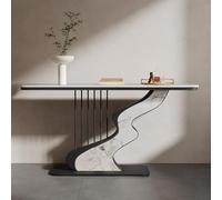 BEBANE Console moderna stretta in pietra sinterizzata/tavolino laterale per divano, con struttura in metallo stabile, adatta a soggiorno, ingresso, corridoio e atrio(G,100cm/39.4in)