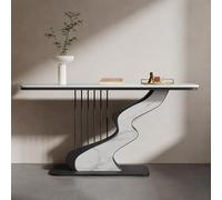 BEBANE Console moderna stretta in pietra sinterizzata/tavolino laterale per divano, con struttura in metallo stabile, adatta a soggiorno, ingresso, corridoio e atrio(H,100cm/39.4in)