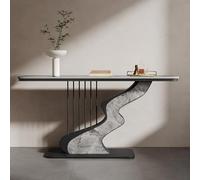 BEBANE Console moderna stretta in pietra sinterizzata/tavolino laterale per divano, con struttura in metallo stabile, adatta a soggiorno, ingresso, corridoio e atrio(I,120cm/47.2in)