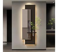 BEBANE Decorazione murale 3D in arenaria con Illuminazione LED | Con vaso e piante artificiali, alimentazione tramite cavo elettrico, ideale per soggiorno, camera(A,50*150cm/19.7*59in)