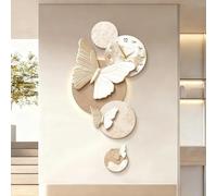 BEBANE Decorazione murale 3D, Orologio con lancette Dorate, Moderna Decorazione murale a Forma di Farfalla, per Camera da Letto, Soggiorno, Alimentazione a Spina(B,50 * 100cm/19.7 * 39.4in)