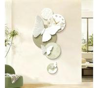 BEBANE Decorazione murale 3D, Orologio con lancette Dorate, Moderna Decorazione murale a Forma di Farfalla, per Camera da Letto, Soggiorno, Alimentazione a Spina(E,50 * 100cm/19.7 * 39.4in)