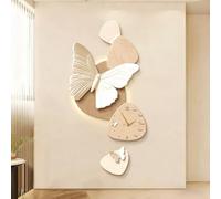 BEBANE Decorazione murale 3D, Orologio con lancette Dorate, Moderna Decorazione murale a Forma di Farfalla, per Camera da Letto, Soggiorno, Alimentazione a Spina(C,60 * 120cm/23.6 * 47.2in)