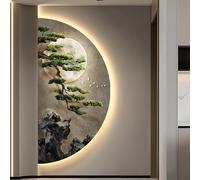 BEBANE Decorazione murale stereoscopica 3D, Scultura murale Creativa con Paesaggio, con luci a LED, Adatta per camere da Letto, soggiorni, e Alimentazione elettrica(B,60 * 120cm/23.6 * 47.2in)
