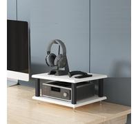 BEBANE Mobile multimediale audiovisivo con ripiani di supporto per dispositivi AV, struttura in acciaio e piedini antivibrazione, per home theater e ambienti d’ufficio(White,2 layer)
