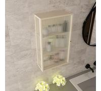 BEBANE Mobiletto da parete a tre livelli con ante in vetro, vetrina murale | Vetrina da parete / Armadietto dei medicinali, adatto per soggiorno, camera da letto(Beige,50*15*60cm/19.7*5.9*23.6in)