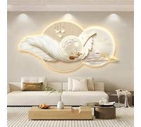 BEBANE Quadro murale 3D in Rilievo, Decorazione a Motivo Piuma, Grande Scultura murale con LED, Adatta per Camera da Letto, Alimentazione Tramite Presa elettrica(A,80 * 40cm/31.5 * 15.7in)