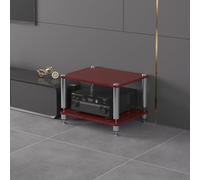 BEBANE Scaffale audio a 1/2/3/4 livelli, console multimediale, centro di intrattenimento angolare, appositamente per apparecchiature audio-video e sistemi stereo(Red-Brown,2 layer)
