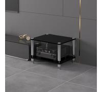 BEBANE Scaffale audio a 1/2/3/4 livelli, console multimediale, centro di intrattenimento angolare, appositamente per apparecchiature audio-video e sistemi stereo(Black,2 layer)