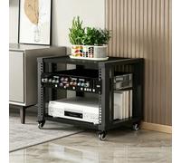 BEBANE Scaffale audio-video a 2/3/4/5 livelli, Supporto multimediale AV con ripiani regolabili, ideale come rack per apparecchiature home theater e da studio(Black,2 layer)