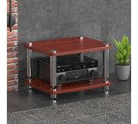BEBANE Scaffale per dispositivi audio/video a 1/2/3/4 livelli, scaffale a torre per audio/video, supporto HiFi e mobile TV ad angolo - adatto per ambienti domestici(Red-Brown,2 layer)