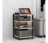 BEBANE Scaffale porta audio (disponibile in 3/4/5/6 livelli) - supporto per casse stereo, supporto per apparecchiature audio, mobile audio aperto, dei media in casa(Light Walnut,4 layer)