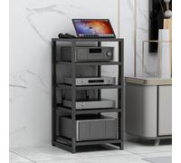 BEBANE Scaffale porta audio (disponibile in 3/4/5/6 livelli) - supporto per casse stereo, supporto per apparecchiature audio, mobile audio aperto, dei media in casa(Black,5 layer)
