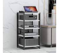 BEBANE Scaffale porta audio (disponibile in 3/4/5/6 livelli) - supporto per casse stereo, supporto per apparecchiature audio, mobile audio aperto, dei media in casa(White,5 layer)
