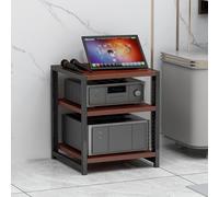 BEBANE Scaffale porta audio (disponibile in 3/4/5/6 livelli) - supporto per casse stereo, supporto per apparecchiature audio, mobile audio aperto, dei media in casa(Red-Brown,3 layer)