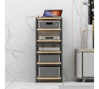 BEBANE Scaffale porta audio (disponibile in 3/4/5/6 livelli) - supporto per casse stereo, supporto per apparecchiature audio, mobile audio aperto, dei media in casa(Light Walnut,6 layer)