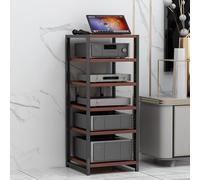 BEBANE Scaffale porta audio (disponibile in 3/4/5/6 livelli) - supporto per casse stereo, supporto per apparecchiature audio, mobile audio aperto, dei media in casa(Red-Brown,6 layer)