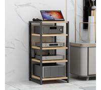BEBANE Scaffale porta audio (disponibile in 3/4/5/6 livelli) - supporto per casse stereo, supporto per apparecchiature audio, mobile audio aperto, dei media in casa(Light Walnut,5 layer)