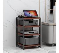 BEBANE Scaffale porta audio (disponibile in 3/4/5/6 livelli) - supporto per casse stereo, supporto per apparecchiature audio, mobile audio aperto, dei media in casa(Red-Brown,4 layer)