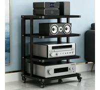 BEBANE Supporto multimediale/audio mobile a 4/5/6 livelli, mobile contenitore in legno, scaffale per centro di intrattenimento e torre per apparecchi audio stereo(C,4 layer)
