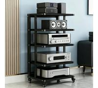 BEBANE Supporto multimediale/audio mobile a 4/5/6 livelli, mobile contenitore in legno, scaffale per centro di intrattenimento e torre per apparecchi audio stereo(C,5 layer)