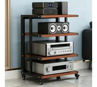 BEBANE Supporto multimediale/audio mobile a 4/5/6 livelli, mobile contenitore in legno, scaffale per centro di intrattenimento e torre per apparecchi audio stereo(D,4 layer)
