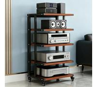 BEBANE Supporto multimediale/audio mobile a 4/5/6 livelli, mobile contenitore in legno, scaffale per centro di intrattenimento e torre per apparecchi audio stereo(D,5 layer)