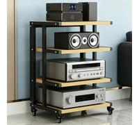 BEBANE Supporto multimediale/audio mobile a 4/5/6 livelli, mobile contenitore in legno, scaffale per centro di intrattenimento e torre per apparecchi audio stereo(B,4 layer)