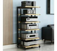 BEBANE Supporto multimediale/audio mobile a 4/5/6 livelli, mobile contenitore in legno, scaffale per centro di intrattenimento e torre per apparecchi audio stereo(B,6 layer)