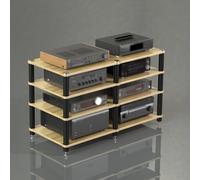 BEBANE Supporto multimediale audio-video - supporto in acciaio inossidabile per dispositivi multimediali, mobile hi-fi a 2/3/4 livelli, mobile stereo e torre audio(Wood,75cm/29.5in)