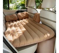 BEBAS Materasso gonfiabile da viaggio, letto da campeggio ispessito, con pompa ad aria per auto, 2 cuscini, per auto, tenda, SUV, berlina, sedile posteriore, nero (beige)